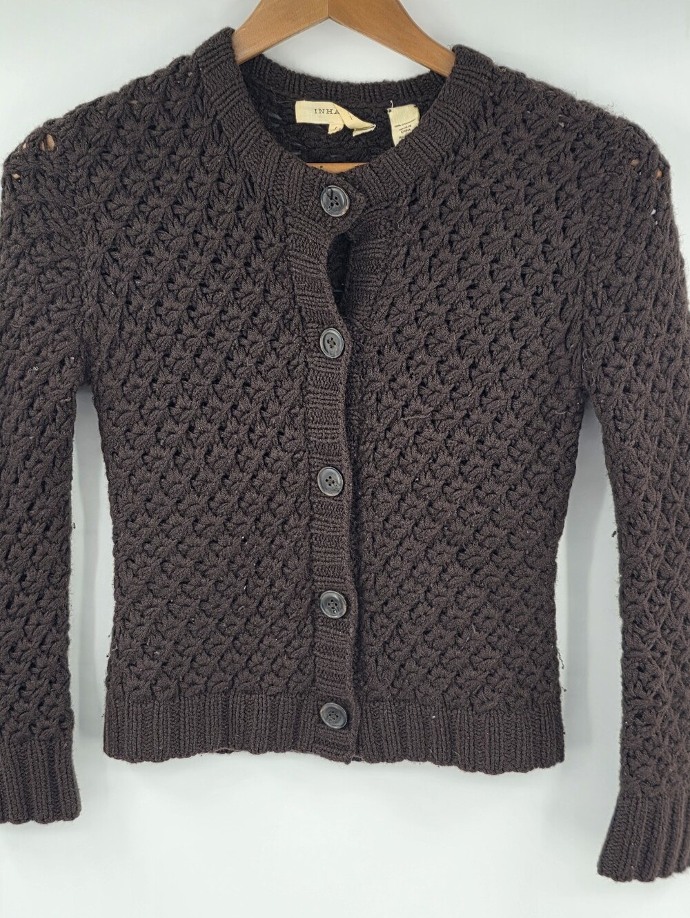 Inhabit 100% Cashmere Brown Knit Button Sweater Women's Small S